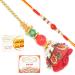 Ghasitaram Gifts Rakhis Online - Rakhi for Brother- Red Velvet Bhaiya Bhabhi Rakhi with 200 GMS of Besan Barfi and 200 GMS of Kaju Katli Rakhi Set with 200 gms of Besan Barfi & Kaju Katli