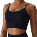 Women's sports bra back-free crossback gym-BH top padded basket sports busier fitness long ribbed sports bra lacing at the back adjustable carrier bustier lace black l