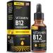 Vitamin B12 Liquid Drops - Vegan B12 Liquid Methylcobalamin Fast-Acting Complex - Sublingual B Complex Liquid w/ Vitamin B2 B3 B6 & B12 - Non-GMO No Dairy Soy & Sugar Raspberry Flavor 2 fl. oz. Vitamin B12 Drops