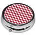 Red Checkered Mini Round Pill Box | 3 Compartment Portable Pill Organizer for Travel Home & Office Use - Buy Online on GoSupps.com