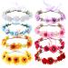 Cinaci 8 Pack Boho Hawaiian Sunflower Daisy Rose Flower Crown Wreath Handmade Adjustable Headbands Tiara Garland Wedding Party Headpiece Accessories for Women Brides Bridemaids Girls Teens