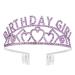 AOPRIE Purple Silver Birthday Crowns for Women Tiaras for Women Crowns for Girls Rhinestone Crystal Decor Headband
