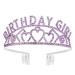 AOPRIE Purple Silver Birthday Crowns for Women Tiaras for Women Crowns for Girls Rhinestone Crystal Decor Headband