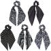 Scarf Scrunchie for Hair Black 2 in 1 Scarves Scrunchies Floral/Stripped Hair Ribbon Ties Chiffon / Silk Ponytail Holder Long Tail Bow Knotted Fashion Vintage Bandana Hair Scrunchy for Women (5pcs)