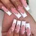 120 Pcs Long French Tip Press On Nails - Square White Tip Full Cover Matte Fake Nails for Women & Girls - Acrylic Glue On Artificial Fingernails - Buy Online on GoSupps.com