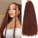 Passion Twist Hair 18 Inch Water Wave Crochet Hair 6 Pcs Copper Red Passion Twists Braiding Hair Long Bohemian Braids Hair Synthetic Extensions (18Inch 350) 18 Inch (Pack of 6) 350
