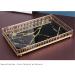 Qulong Marble Mirror & Gold Metal Organizer | Vanity Cosmetic Holder & Desktop Plate for Bathroom & Bedroom Chic Black Design - Buy Online on GoSupps.com