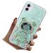 Rnrieyta Magon B r Astronaut Stander Shell Glitzer for iPhone 11 Cute girls thin crystal protective cover Treibsand bling transparent case bumper with astronaut holder kickstand green iPhone 11 green