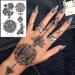 Black Henna Temporary Tattoos Sexy Lace Henna Tattoos Stickers Set Indian Mandala Elephant Flower Chain Retro Henna Stickers Waterproof Tattoos Decals for Body Arm Face Decor in Wedding Party 6 Sheets