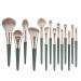 Makeup Brushes 14Pcs/Set Fan Brush Soft Fine Bristle Easy to Clean Safe Reused Professional Beauty Accessory Lightweight Green Tube Fan Makeup