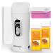 Digital Roll On Wax Kit Honey Wax Roller Waxing Kit Roll On Wax Warmer for Hair Removal Depilatory Roll On Wax Heater with 2 Cartridge Refill and 100 pcs Wax Strips for Sensitive Skin(White)