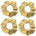 4 Pack Shiny Marble Grain Metallic Festival Christmas Hair Scrunchies Hair Eleastic Bands Scrunchy Hair Ties Ropes Ponytail Holders Wrist Bands for Girls School Dance Stage (Gold)