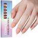 Tomicca French press on nails 180 pieces of almond nail tips 3 in 1 nail tips pre-colored full cover and preformed full base coat nail tips for nail art nail extensions in 15 sizes nude almond nude