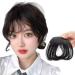 NICENEEDED Black Clip in Fake Bangs Hair Clip in Extensions Faux Bangs Wavy Curly Long Side Air Bangs Clips Hair Pieces Barrettes for Women