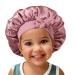 Satin Silk Kids Bonnet Cap 2pcs Set - Adjustable Straps for Comfortable Sleep - No Slip-Off Design - Black/RoseGold - Buy Online on GoSupps.com