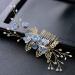 Gold Wedding Hair Combs Set - 4 Pearl & Rhinestone Bridal Accessories for Bride & Bridesmaids - Elegant Blue Hair Clips - Buy Online on GoSupps.com