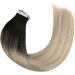 Moresoo Ombre Tape in Human Hair Extensions | Natural Black to Ash Blonde with Platinum Blonde | Remy Real Hair | 14 Inch 20Pcs/50g | #1B/18/60 - Buy Online on GoSupps.com