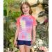 BesserBay Girls Rashguard Swimwear - UV Protection Short Sleeve Shirt - 140 Pink Wave Pattern - International Shipping Available - Buy Online on GoSupps.com