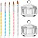 Acrylic Liquid Styling Tool Kit 7 Pcs Art Manicure Care Tools Including 2 Nail Art Clear Glass Bowl Dappen Dishes Cup with Lid and 5 Acrylic Design 3D Painting Drawing UV Gel DIY Brush/Pen Set