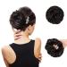 Hair Bun Extensions Hairpiece Hair Rubber Scrunchies Curly Messy Bun Wavy Curly Donut Hair Chignons Bridal Hairstyle Voluminous Wavy Messy Bun Updo Hair Pieces with Hair Rope and Hairpin Brown Black Scrunchies - Black