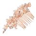 Angoily Prom Hair Accessories Crystal Hair Charms Bridal Hair Comb Wedding Hair Accessories Pearl Hair Accessories Crystal Hair Comb Tiara Rose Gold European and American Bridesmaid