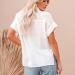 Drindf Women's Button Down Cotton Linen Shirt | V Neck | Short Sleeve | Loose Fit | Casual Work Blouse | White Medium - Buy Online on GoSupps.com