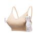 HOFISH Hands Free Pumping Bra Women Sport Bras Seamless Padded Nursing Maternity Bra for Pregnancy/Breastfeeding/Working Out S-2XL XXL Pumping Bra:beige X 1