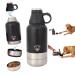 RUFF PUPS - Stainless Steel Dog Water Bottle with Bowls Attached - Vacuum Insulated - Great for Travel and Outdoor Activities - Leak Proof - 32oz