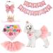ADOGGYGO Dog Birthday Hat Bandana Girl - Dog Puppy Birthday Party Supplies - Pink Dog Tutu Birthday Dog Hat Scarf Bow Happy Birthday Banner Set (Pink-2)