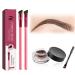 4D Hair Stroke Brow Stamp Brush Eyebrow Hair Stroke Brush Multifunction Ultra-thin Angled Realistic Eyebrow Brush for Powder Cream Gel and Wax (Dark brown)