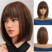 OUFEI Brown mixed Auburn Bob Wig With Bangs Short Straight Wig For Women Synthetic Hair Wigs for Daily Party Cosplay Wear Brown mixed Auburn(9059-2)