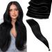 Laavoo treat extensions real hair black real hair extensions Tressen virgin 25g treating extensions real hair to sew black smooth #1 40cm virgin-22g 1.11 #1