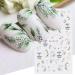 5D White Flower Nail Stickers - Summer Self Adhesive Leaf Decals for Nail Art | Green Leaves, Lily & Floral Accessories - Embossed Design for Blossom Decoration - Buy Online on GoSupps.com
