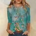 oelaio Women's Casual 3/4 Sleeve T-Shirts Plus Size Vintage Ethnic Floral Tunic Tops for Women Trendy Half Sleeve Round Mint Green Small - Buy Online on GoSupps.com