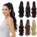 BUYOGET Ponytail Extension Long Curly Wavy Claw Jaw Clip in Synthetic Hairpiece Pony Tail Tale 14 Inches Bleach Blonde