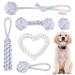 Cabertary 6 pieces chewing dog toys dog toys rope knot ball set small dogs medium natural dog toys indestructible small robust dental care toys