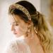 WLLHYF Rhinestone Jeweled Wedding Bridal Headband | Wide Band Hairpiece with Crystal Diamond | Sparkly Golden Hair Accessory for Women - Buy Online on GoSupps.com