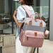 Fexkean Diaper Bag - Large Capacity Baby Backpack with Foldable Children's Bed & Mobile Diaper Pad | Portable Travel Baby Bags in Pink & Gray - Buy Online on GoSupps.com