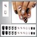 Haunted Halloween Press-On Nails | Short Oval Black Acrylic with Spooky Bat & Checkered Designs | 24 Pcs Full Cover for Women - Buy Online on GoSupps.com