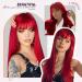 Allbell Long Straight Red Wig with Bangs - Natural Looking Synthetic Wigs for Women | International Shipping Available - Buy Online on GoSupps.com