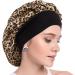 AliLeader 2Pcs Silk Hair Bonnet for Sleeping - Black+Leopard | Soft Satin Sleep Cap for Curly Hair - Buy Online on GoSupps.com