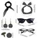 Polka Dot Headbands for Women - 1950s Headbands and Drop Earrings Set - Print Dangle Earrings with Vintage Hair Bands Chiffon Scarf Cat Eye Glasses - Buy Online on GoSupps.com