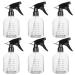 Pack of 6 Empty Plastic Spray Bottles 17 oz Cleaning Solutions for Hair, Plants, Pets, Cooking, Adjustable Fine Mist to Stream, No-Leak BPA Free