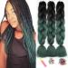 Showjarlly Kanecalon Kunsthaar Hair KanCalon Hair Braids Extension Ombre Jumbo Braid Hair extension 24 " Kanecalon braids Box Braid Hair Kunsthaar Hair for Including Black/Dark Green# 61cm-24 inch (3 pack) Black/Dark Green