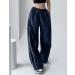 Himosyber Women's Navy Y2K Parachute Pants - Elastic Waist Baggy Track Trousers | Medium - Buy Online on GoSupps.com