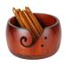DIRBUY Wooden Crochet Yarn Bowl, Yarn Knitting Bowl with 12 Pcs Bamboo Crochet Hooks for Crocheting, Gift for Mom Grandma Girlfriend 12PCS Brown