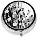 Round Music Notes Print Pill Box | 3 Compartment Decorative Travel Organizer | Portable Medication & Vitamin Holder - Buy Online on GoSupps.com