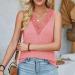 Shop 2024 Women's Cotton V-Neck Tank Tops - Elegant Sleeveless Patchwork Camisole Blouses in Pink XXL - Summer Fashion - Buy Online on GoSupps.com