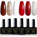 Yueshop 6 PCS Gel Nail Polish Kit - Red Burgundy Nail Polish Red Glitter Silver Sparkle Gel Nail Polish Soak Off UV Gel Nail Lamp Varnish Manicure Kit For Valentines Beauty Gift (6PCS 8ml) - Buy Online on GoSupps.com