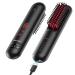 JMFONE Cordless Mini Hair Straightener Brush - USB Rechargeable Portable Straighening Hot Comb for Quick Heat & Travel Size - Flat Iron Straightening Comb for Home/Travel/Outdoor Use Red+black